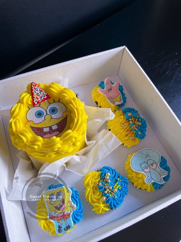 Sponge Bob Bento Burn Reveal Cake Box