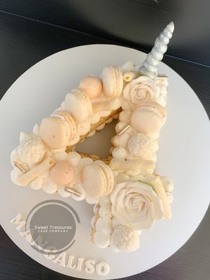 Unicorn Number/Letter Single tier Cake