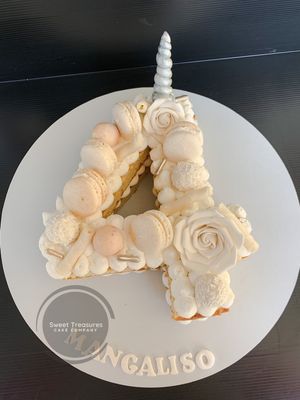 Unicorn Number/Letter Single tier Cake