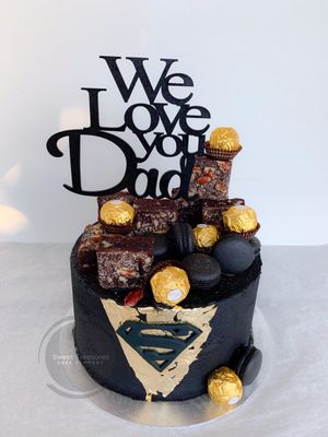 Black and Gold SuperMan Single tier cake