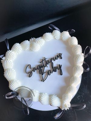 Piped Buttercream Heart shaped Single tier Cake