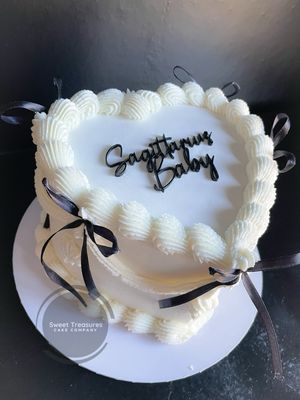 Piped Buttercream Heart shaped Single tier Cake