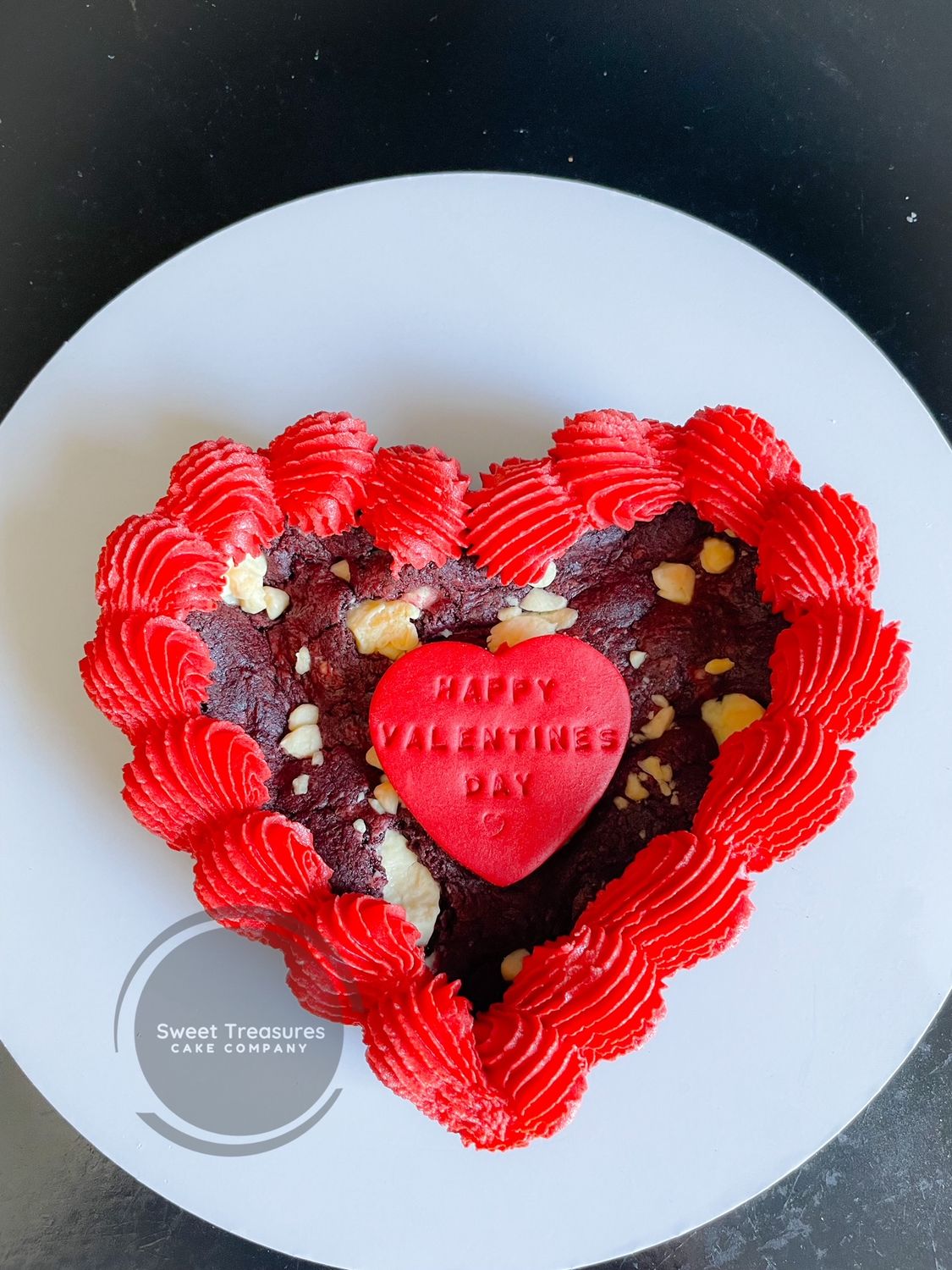 Giant Red Velvet Chocolate Chip Heart Cookie
