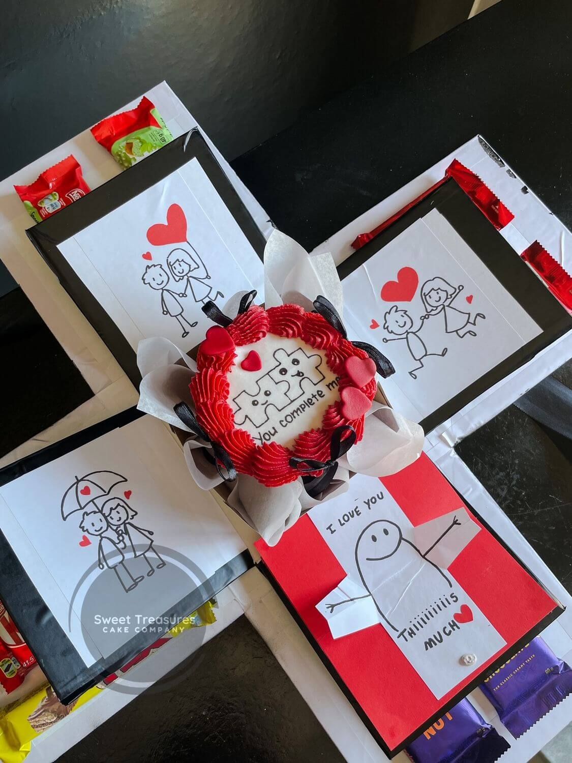 Handcrafted &quot;I Love You This Much&quot; Doodle Explosion Box with personalized messages