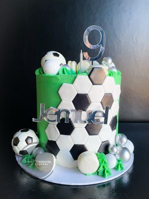 Soccer Themed Single tier Cake