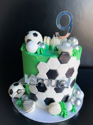Soccer Themed Single tier Cake