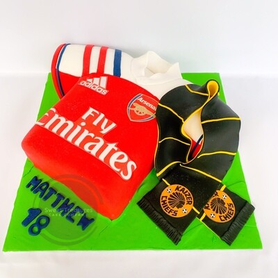 Arsenal / Kaizer Chiefs Soccer Jersey Single tier Cake