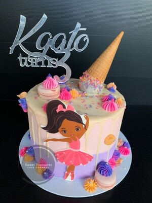 Ballerina Chocolate drip Single tier cake