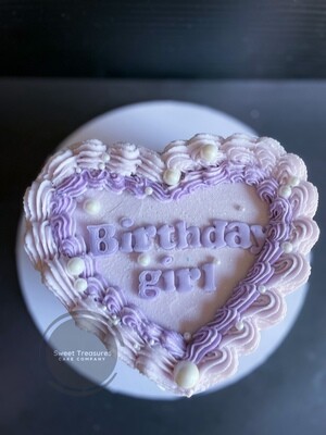 Piped Buttercream Heart shaped Single tier Cake