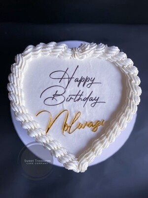 Piped Buttercream Heart shaped Single tier Cake