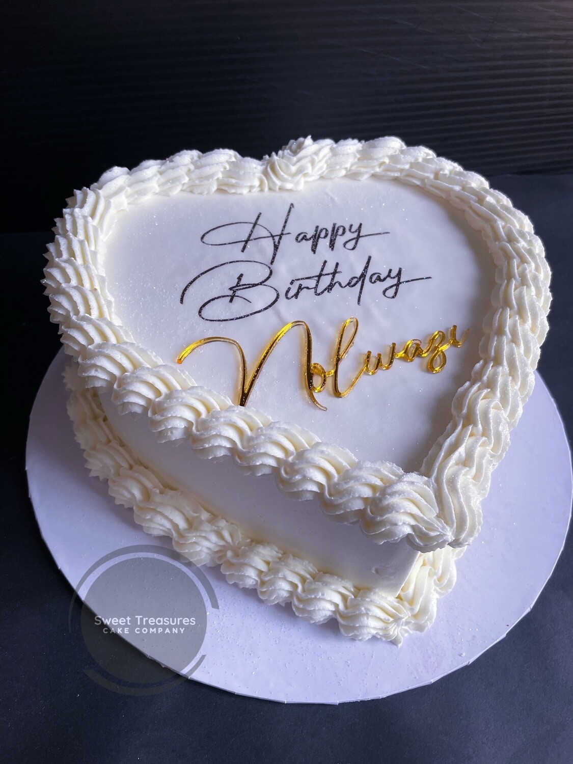 Piped Buttercream Heart shaped Single tier Cake