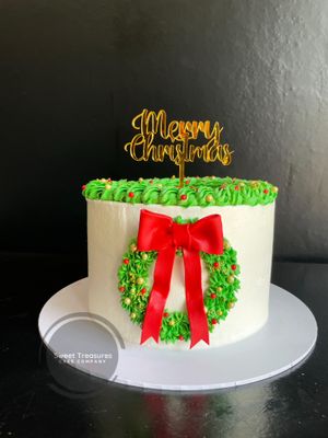 Christmas Wreath Single tier Cake
