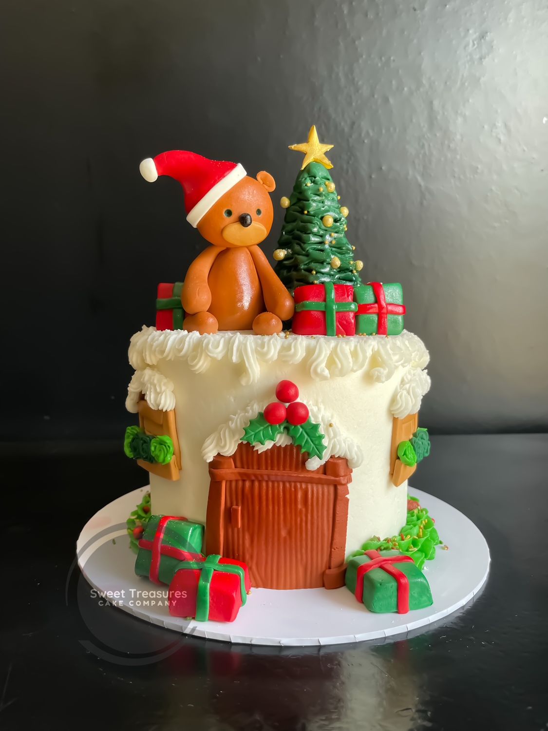 Christmas Teddy Single tier Cake