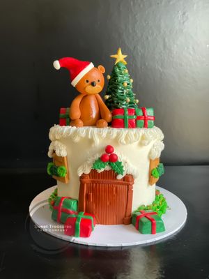 Christmas Teddy Single tier Cake