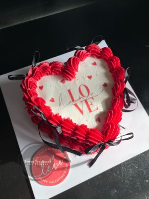 Piped Buttercream Heart shaped Love Cake