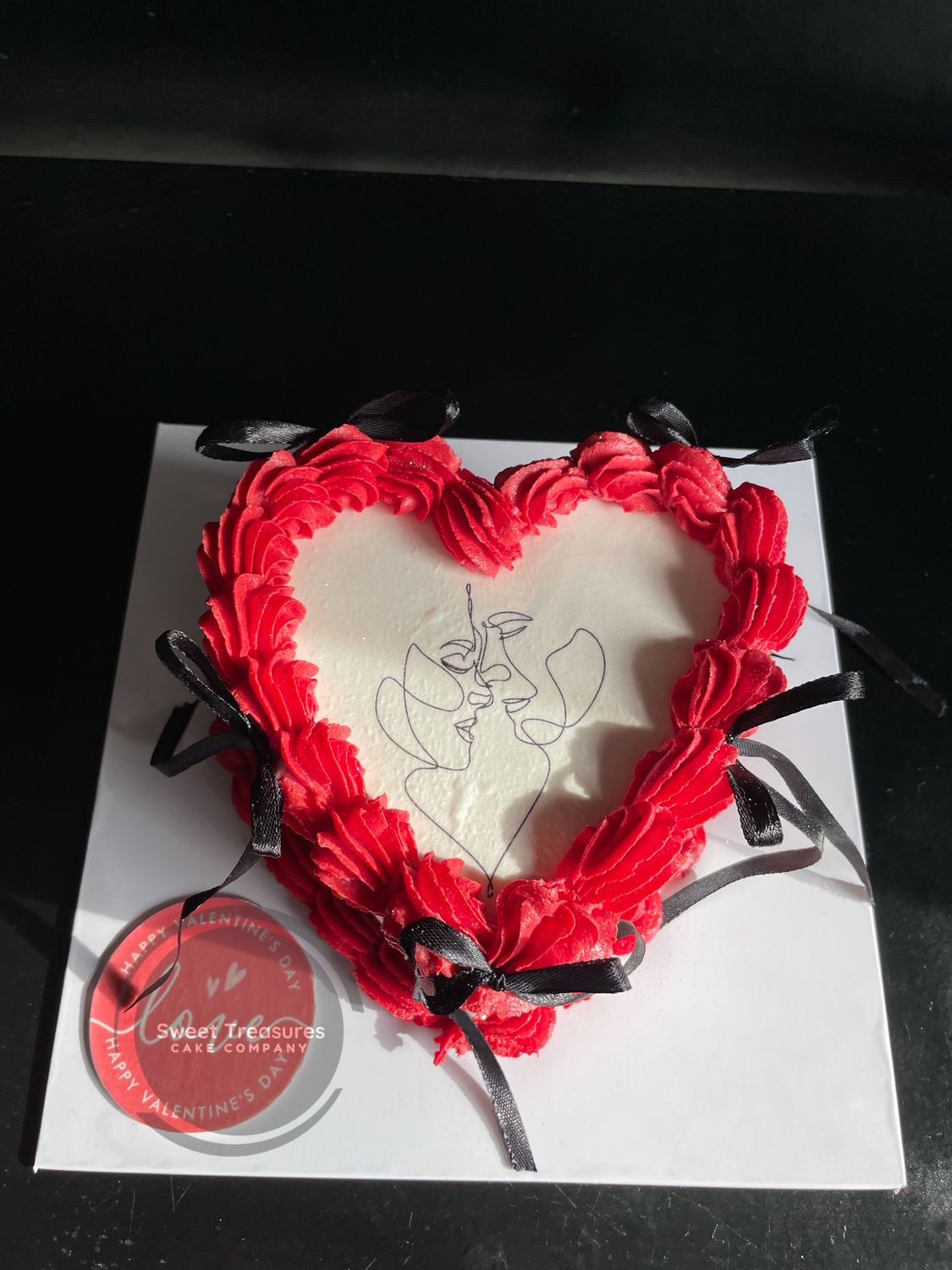 Piped Buttercream Heart shaped Lovers Cake