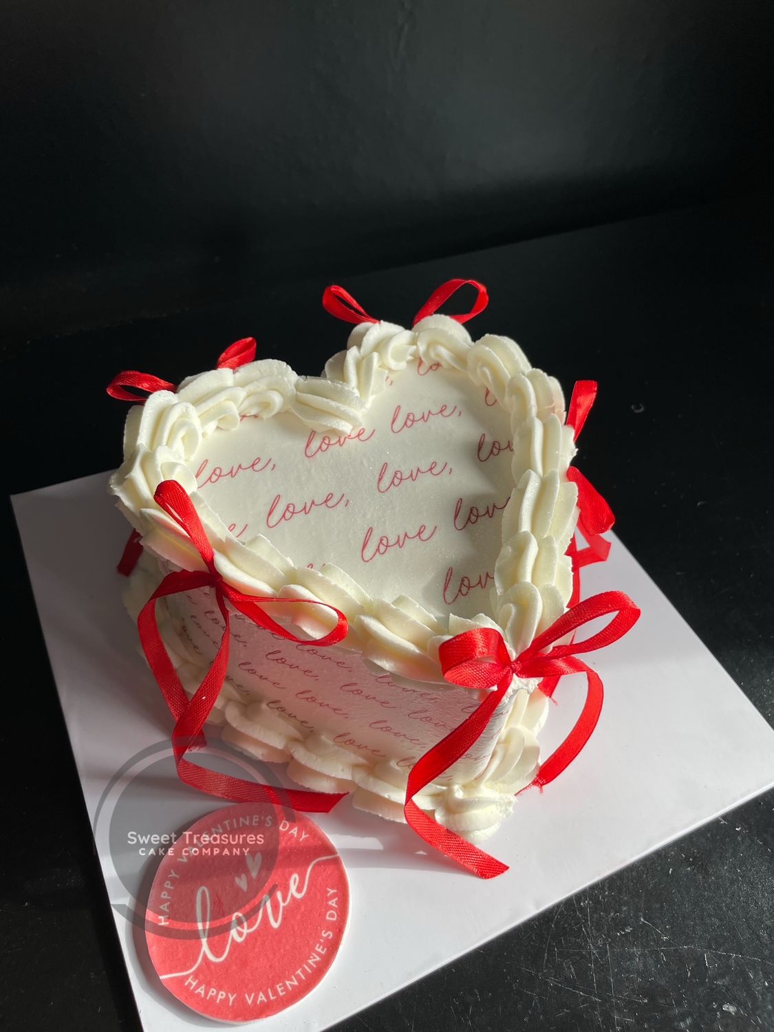 Piped Buttercream Heart shaped Love Cake