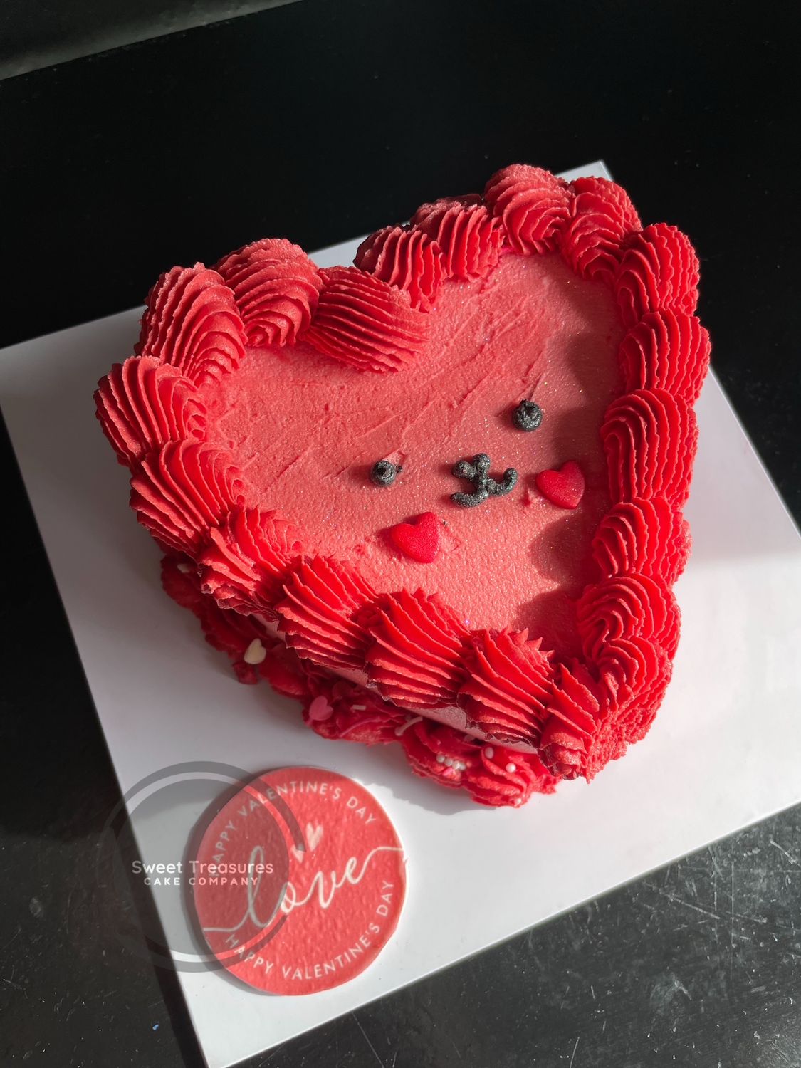 Piped Buttercream Heart shaped Teddy Cake