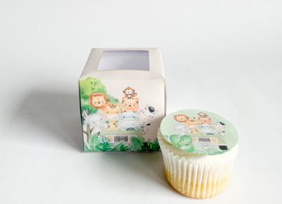 Cupcake Box WITH CUPCAKE: Sweet Safari