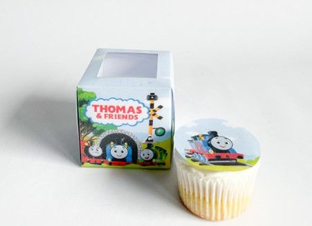 Cupcake Box WITH CUPCAKE: Thomas the Engen Inspired