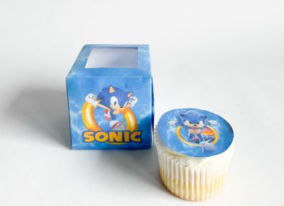 Cupcake Box WITH CUPCAKE: Sonic Inspired