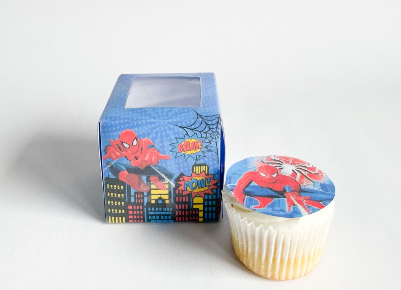 Cupcake Box WITH CUPCAKE: Spiderman Inspired