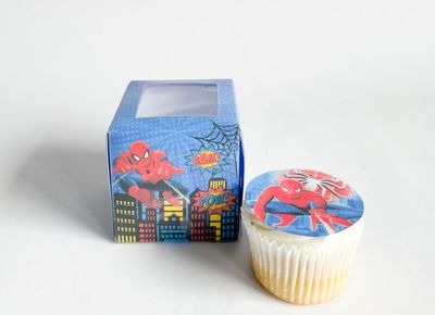 Cupcake Box WITH CUPCAKE: Spiderman Inspired