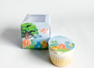 Cupcake Box WITH CUPCAKE: Dino Time
