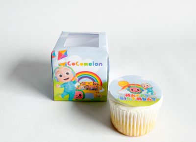 Cupcake Box WITH CUPCAKE: CocoMelon inspired