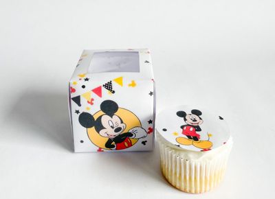 Cupcake Box WITH CUPCAKE: Mickey Mouse Inspired