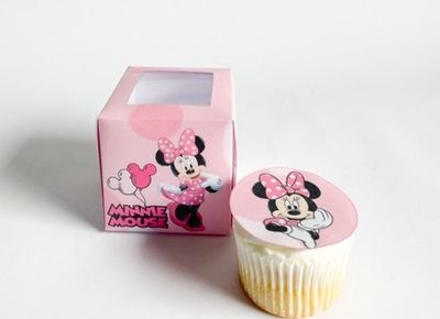Cupcake Box WITH CUPCAKE: Minnie Mouse inspired