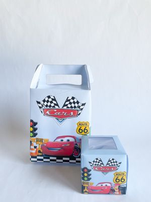 Party Pack Box WITH matching cupcakes: Lightening McQueen Inspired