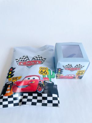 Party Pack Bag WITH matching Cupcake: Lightening McQueen Inspired