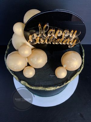 Gold Spheres Single Tier Cake