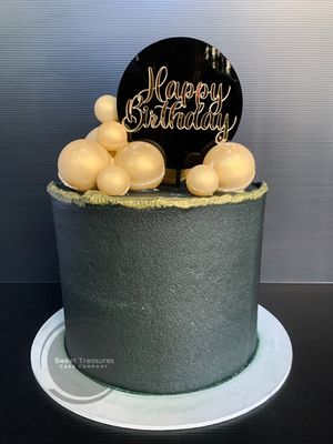 Gold Spheres Single Tier Cake