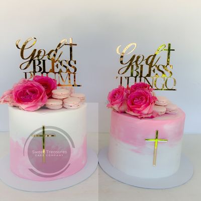 Fresh Flowers Single tier Christening Cake