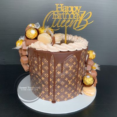 LV Choc drip Single tier cake