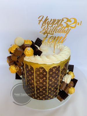 LV Choc drip Single tier cake