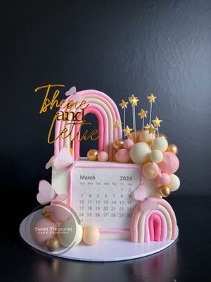 Square Rainbow and Spheres Single tier Cake