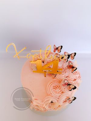 Buttercream &amp; Butterflies Single Tier Cake
