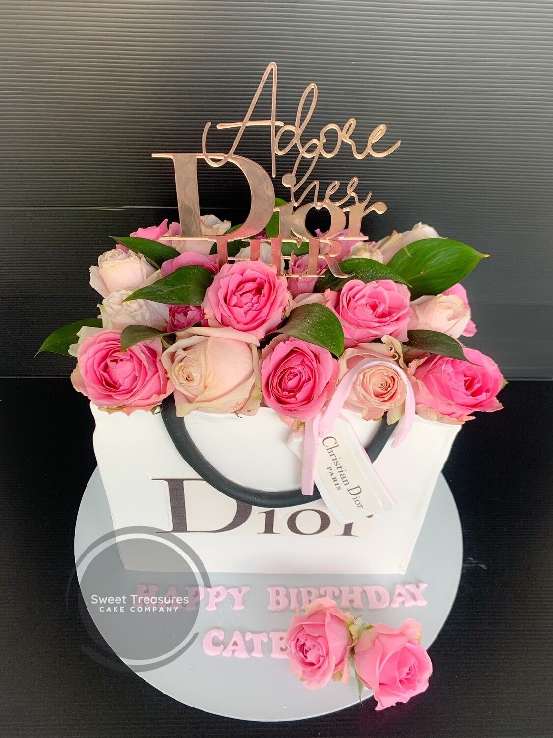 Dior Inspired Gift bag Single tier Cake