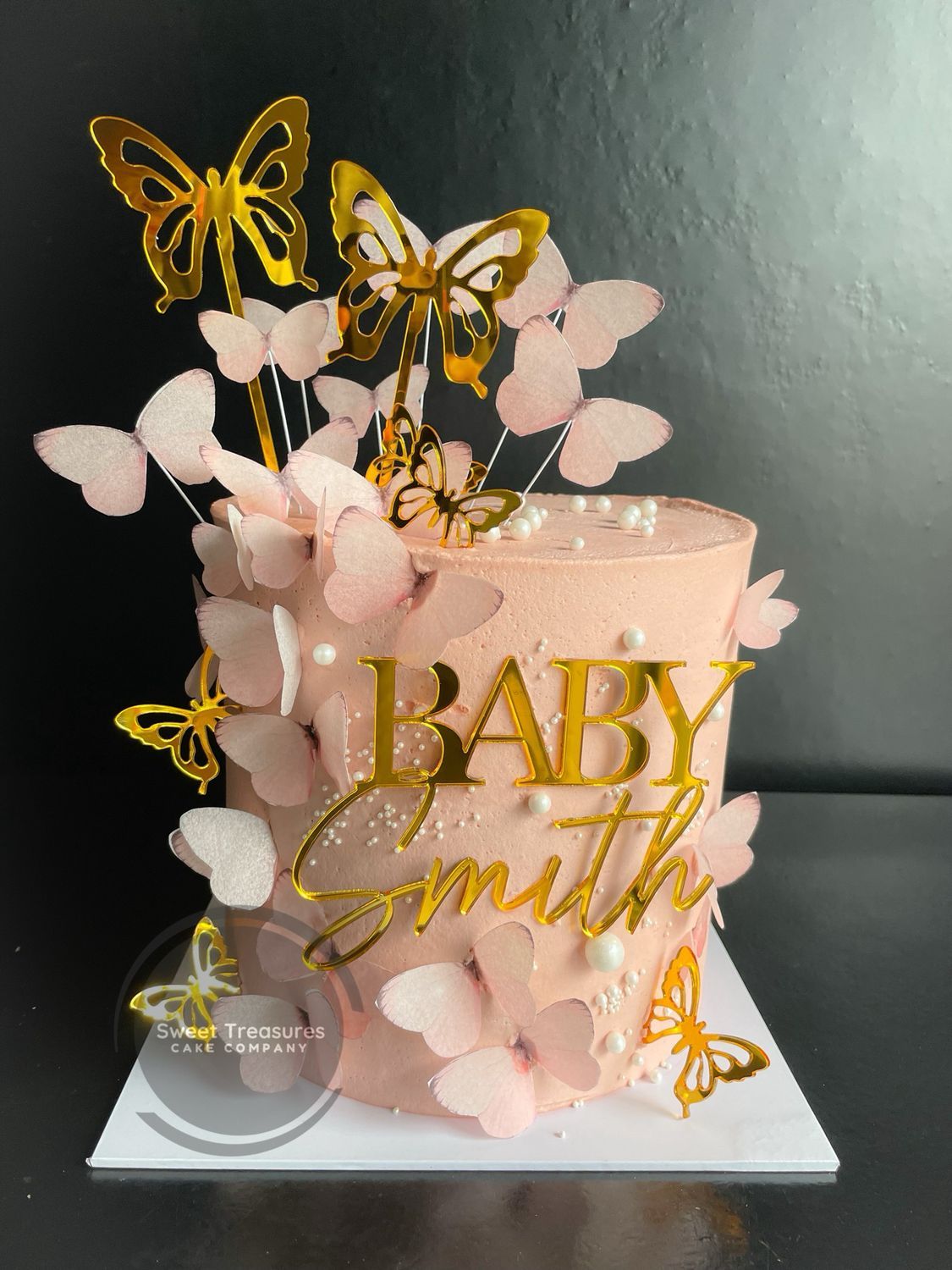 Oh Baby Butterfly themed Single tier cake