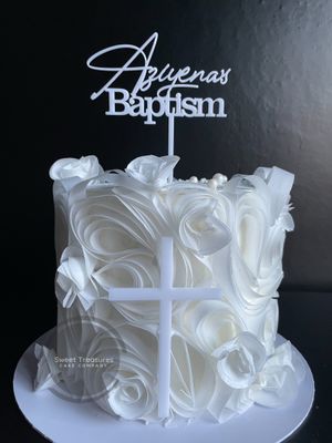 Wafer Paper Christening Single tier Cake
