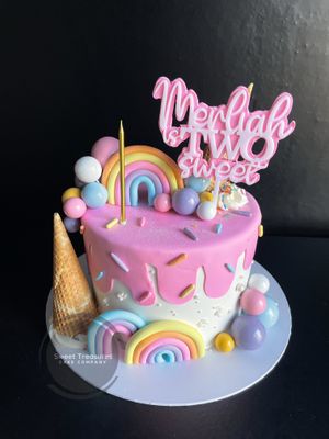 Spheres &amp; Rainbows Single tier cake