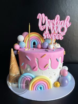 Spheres &amp; Rainbows Single tier cake