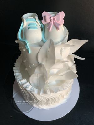 Gender Reveal Wafer paper 2 tier Cake