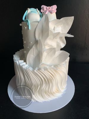 Gender Reveal Wafer paper 2 tier Cake