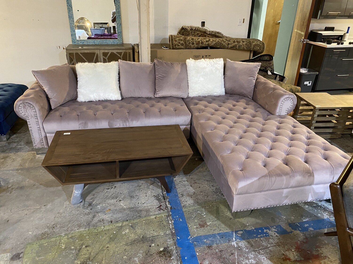 AWF Kylie Pink Velvet Sectional