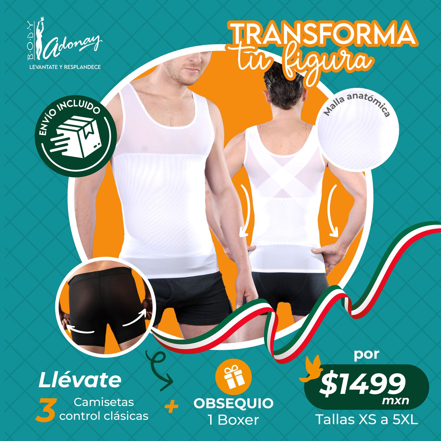 Promo Especial  Camisetas Control Caballero incluye Boxer Caballero