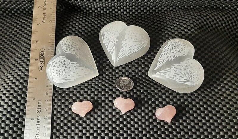 Selenite Heart Palm 8cm Wing